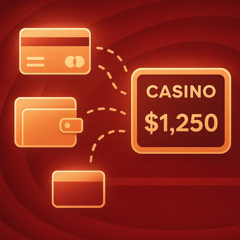 Card and wallet icons representing a casino deposit