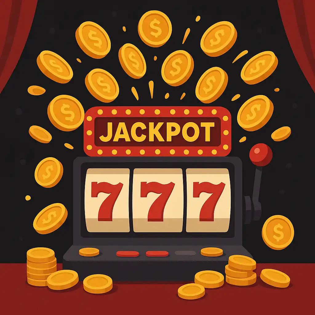 Slot reels lighting up with a jackpot win