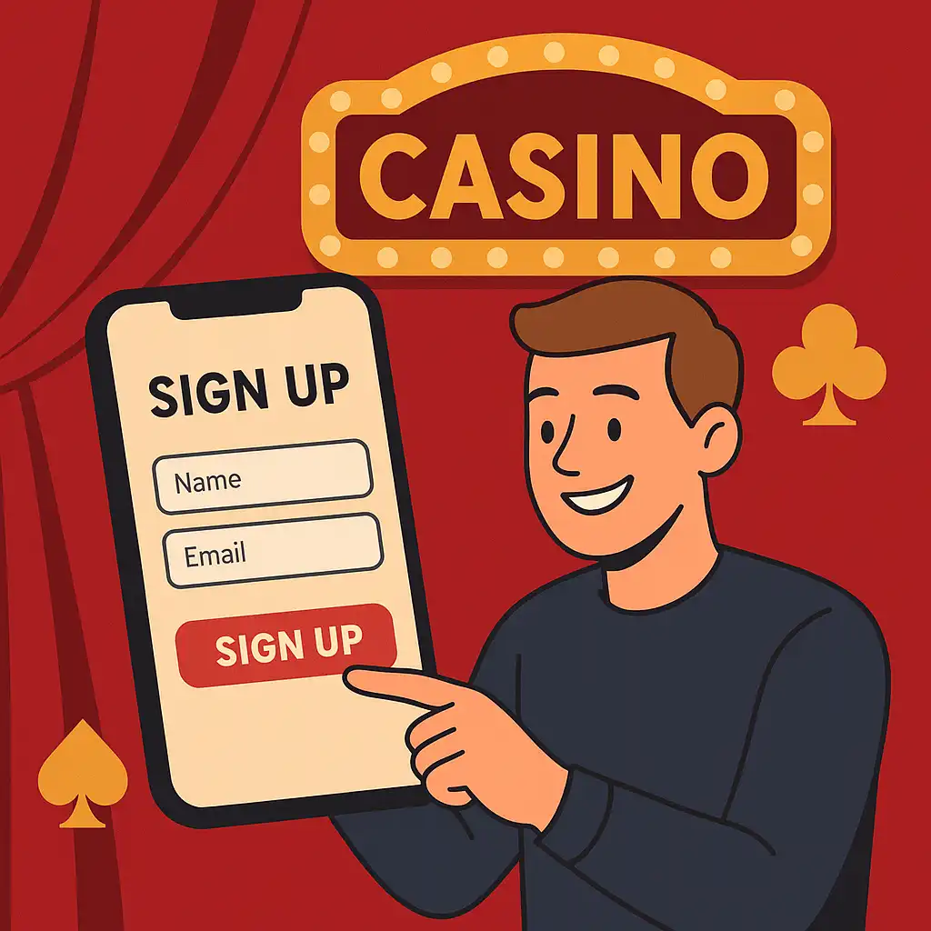Player filling in a quick registration form on a phone